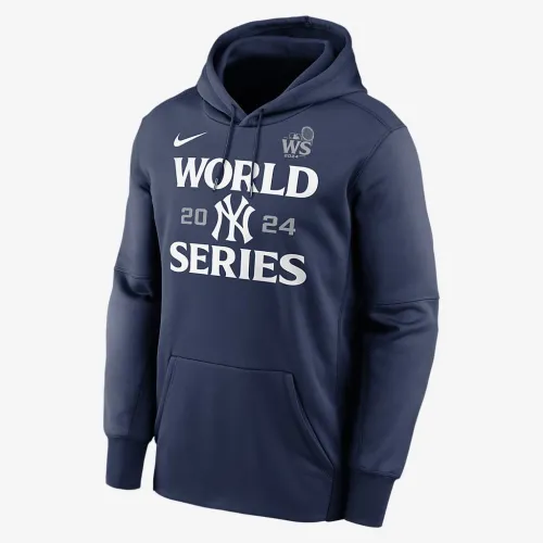New York Yankees 2024 World Series Authentic Collection Men’s Nike Therma MLB Pullover Толстовка з капюшоном блакитний