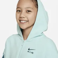Nike Air Club Fleece Big дитячі (Girls') оверсайз Full-Zip Толстовка з капюшоном колір зелений