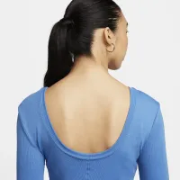 Nike Sportswear Chill Knit жіноча Tight Scoop-Back Long-Sleeve Mini-Rib Top блакитний