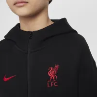Liverpool FC Tech Fleece Big детские (для мальчиков) Nike Soccer Full-Zip Толстовка с капюшоном цвет черный