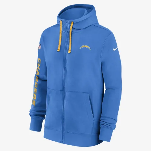 Los Angeles Chargers Sideline Team Issue Club чоловічі Nike Full Zip Толстовка з капюшоном блакитний
