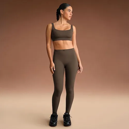 NikeSKIMS Matte жіноча З високою талією Footsie Grip лосіни колір коричневий