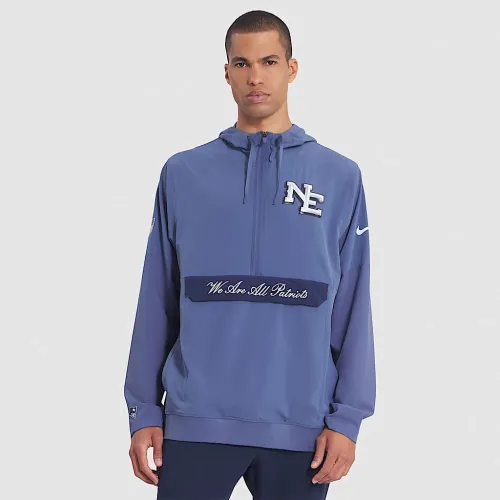 New England Patriots Rivalries Collection Sideline Anorak чоловічі Nike NFL 1/2-Zip Hooded Куртка блакитний
