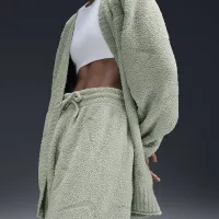 Nike Sportswear Phoenix Cozy Букле женская С высокой Талией оверсайз Knit Pants цвет зеленый