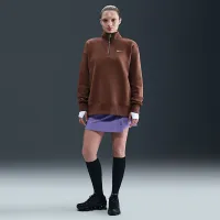 Nike Sportswear Phoenix Fleece женская оверсайз 1/4-Zip Long свитшот цвет коричневый