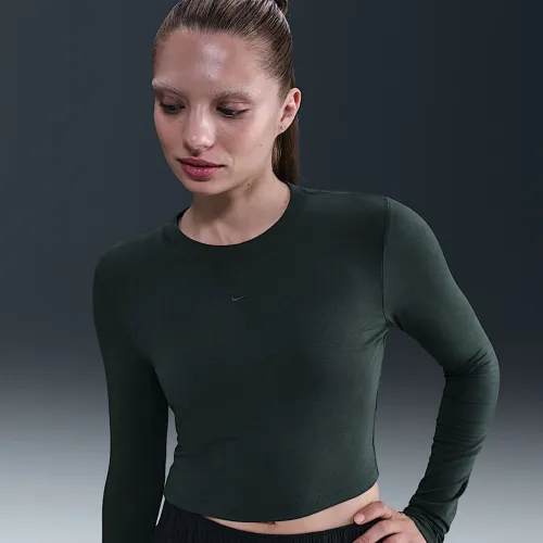 Nike Sportswear Chill Knit жіноча Slim Long-Sleeve Cropped Top колір зелений