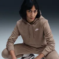 Nike Sportswear Club Fleece женская Pullover Толстовка с капюшоном цвет коричневый