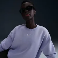 Nike Sportswear Phoenix Fleece женская оверсайз Crew-Neck свитшот цвет фиолетовый
