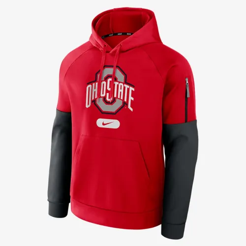 Ohio State Buckeyes Fitness Men’s Nike Therma College Pullover Толстовка с капюшоном цвет красный