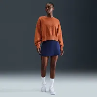 NikeCourt Heritage Phoenix Fleece женская Over-оверсайз Crew-Neck свитшот цвет коричневый