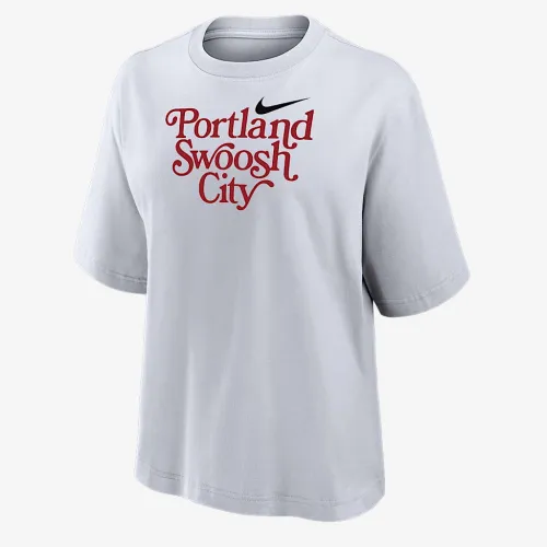 Nike Swoosh Cities Portland женская Short-Sleeve Boxy футболка цвет белый