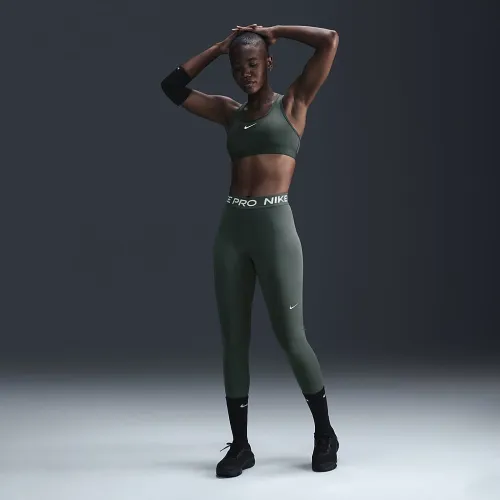 Nike Pro женская Mid-Rise Mesh-Paneled лосины цвет зеленый