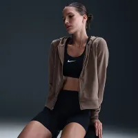 Nike Dri-FIT One жіноча Full-Zip French Terry Толстовка з капюшоном колір коричневий