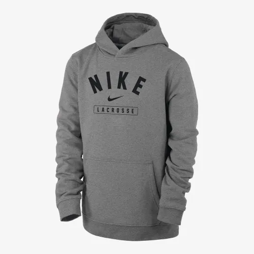 Nike Lacrosse Big детские (для мальчиков) Pullover Толстовка с капюшоном цвет серый