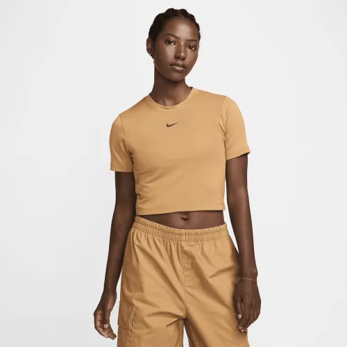 Nike Sportswear Essential женская Slim Cropped футболка цвет коричневый
