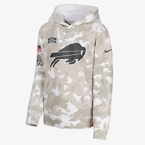 Buffalo Bills Salute to Service Primary Edge Club Big детские Nike NFL Pullover Толстовка с капюшоном цвет белый