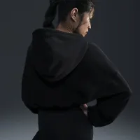 Nike Sportswear женская оверсайз Cropped French Terry Pullover Толстовка с капюшоном цвет черный