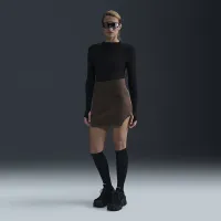 Nike Sportswear Tech Fleece женская С высокой Талией Mini юбка цвет коричневый