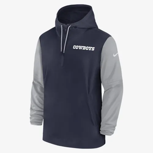 Dallas Cowboys Sideline Pre-Game Player чоловічі Nike NFL 1/2-Zip Hooded Куртка блакитний