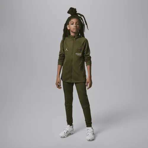 Nike Paris Saint-Germain Strike Fourth Big дитячі Jordan Dri-FIT Soccer Hooded Knit Tracksuit колір зелений