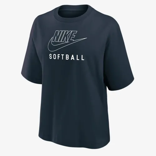 Nike Swoosh женская Softball Boxy футболка синий