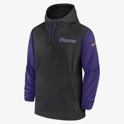 Minnesota Vikings Sideline Pre-Game Player чоловічі Nike NFL 1/2-Zip Hooded Куртка колір чорний
