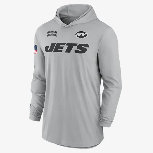 New York Jets Salute to Service Edge Mascot Lockup Men’s Nike Dri-FIT NFL Long-Sleeve Hooded Top цвет серый
