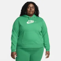 Nike Sportswear Club Fleece женская Pullover Толстовка с капюшоном (большие размеры) цвет зеленый