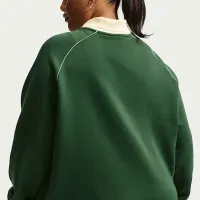Nike Sportswear Phoenix Fleece женская оверсайз Graphic Polo Top (большие размеры) цвет зеленый