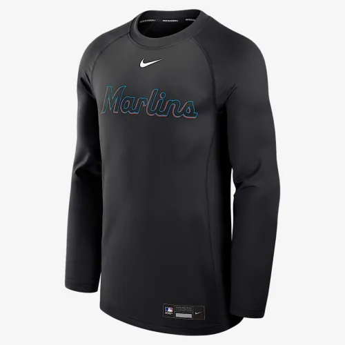 Miami Marlins Authentic Collection Game Time чоловічі Nike Dri-FIT MLB Pullover Crew колір чорний