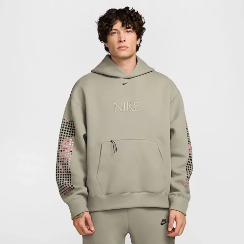 Nike Tech мужские Fleece Толстовка с капюшоном цвет зеленый