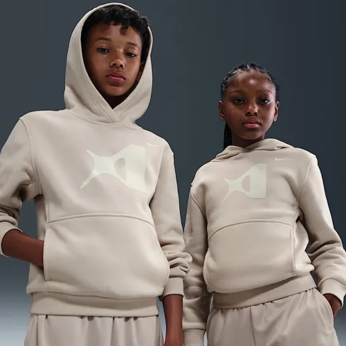 Nike A'ja Wilson Club Fleece Big дитячі Толстовка з капюшоном колір сірий