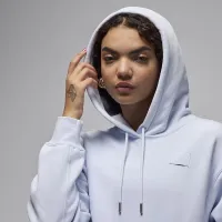 Nike Jordan Flight Fleece жіноча Satin-Lined Pullover Толстовка з капюшоном колір сірий