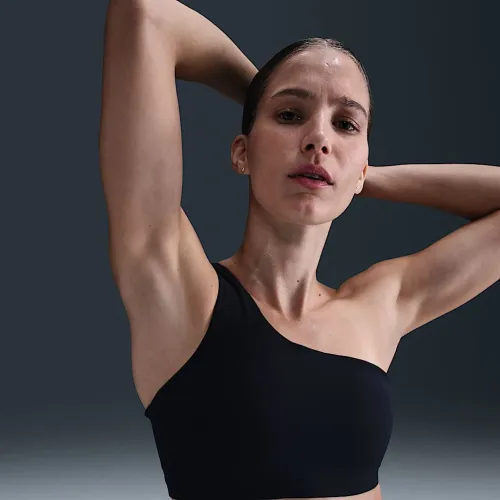 Nike Zenvy Asymmetrical жіноча Light-Support Padded Sports Bra колір чорний