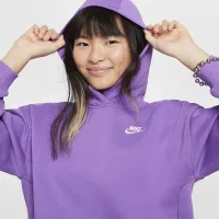 Nike Sportswear Club Fleece Big дитячі оверсайз Pullover Толстовка з капюшоном колір фіолетовий
