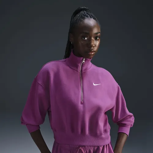 Nike Sportswear Phoenix Fleece женская 1/2-Zip Cropped свитшот цвет фиолетовый