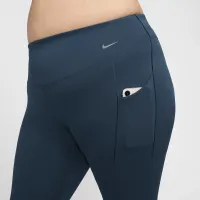 Nike Universa женская Medium-Support С высокой Талией 7/8 лосины с карманами(большие размеры) синий