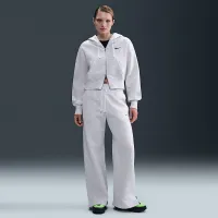 Nike Sportswear Phoenix Fleece женская Loose Full-Zip Cropped Толстовка с капюшоном цвет коричневый