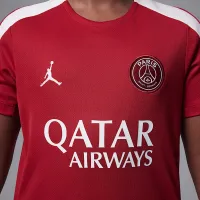 Nike Paris Saint-Germain Strike Fourth Big дитячі Jordan Dri-FIT Soccer Knit Short-Sleeve Top колір червоний