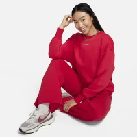Nike Sportswear Phoenix Fleece женская оверсайз Crew-Neck свитшот цвет красный