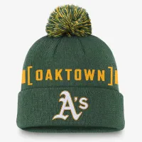 Oakland Athletics Hometown Peak мужские Nike MLB Cuffed Pom Beanie цвет зеленый