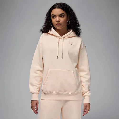 Nike Jordan Flight Fleece женская Satin-Lined Pullover Толстовка с капюшоном цвет коричневый