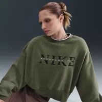 Nike Sportswear Phoenix Fleece женская оверсайз Crew-Neck свитшот цвет зеленый