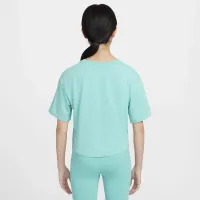 Nike One Relaxed Big детские (Girls') Dri-FIT Short-Sleeve Top цвет зеленый