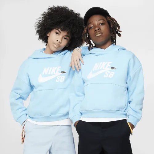 Nike SB Icon Fleece EasyOn Big дитячі оверсайз Pullover Толстовка з капюшоном блакитний