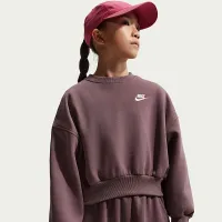 Nike Sportswear Club Fleece Girls' Boxy Crew-Neck свитшот цвет фиолетовый