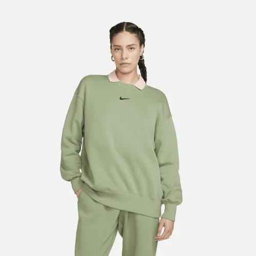 Nike Sportswear Phoenix Fleece женская оверсайз Crew-Neck свитшот цвет зеленый