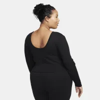 Nike Sportswear Chill Knit Women's Tight Scoop-Back Long-Sleeve Mini-Rib Top (Plus Size) Black