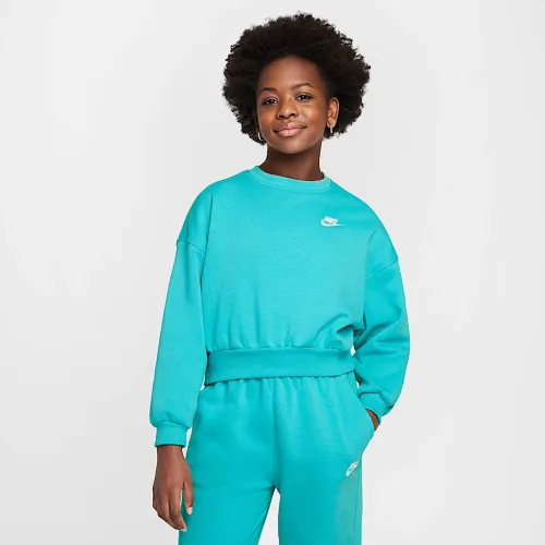 Nike Sportswear Club Fleece Girls' Boxy Crew-Neck світшот колір зелений