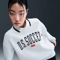 USA Phoenix Fleece женская Nike Soccer оверсайз Crew-Neck свитшот цвет коричневый